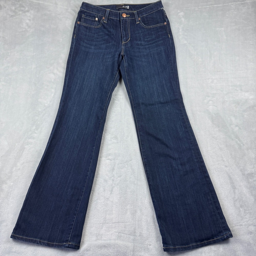 Seven7 Studio Women's Indigo Wash‎ Flare Bootcut Jeans Rhinestone Pockets Size 6